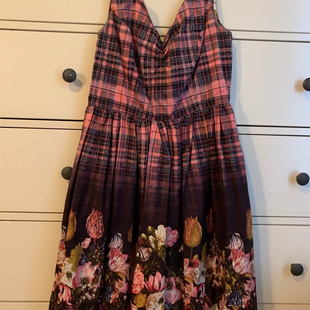 Hell bunny pink plaid floral dress